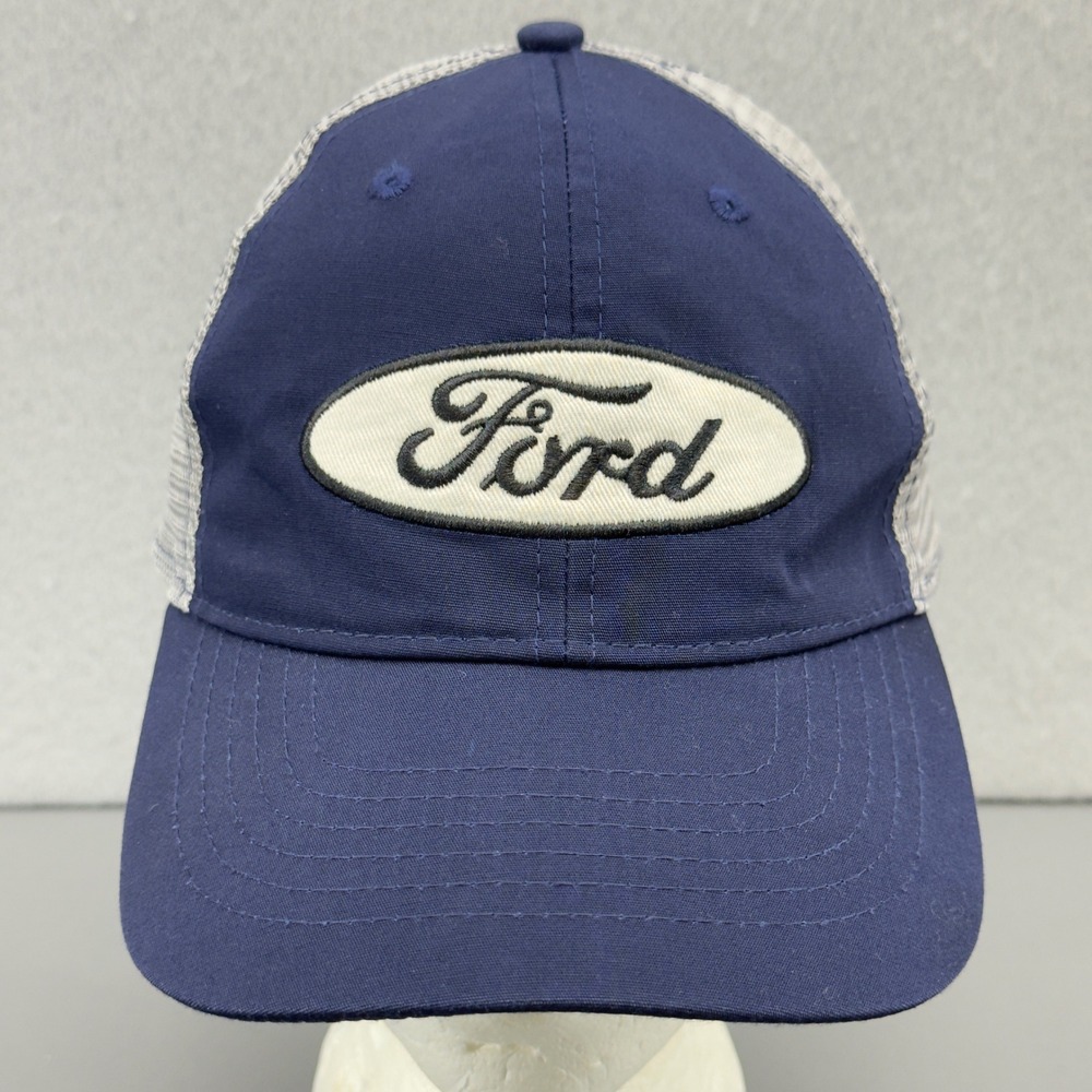 Ford Racing Trucker Hat Navy Blue White Mesh Embroidered Logo Adjustable‎